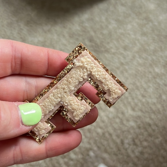 SCL “F” glitter varsity patch- sand - Picture 3 of 3